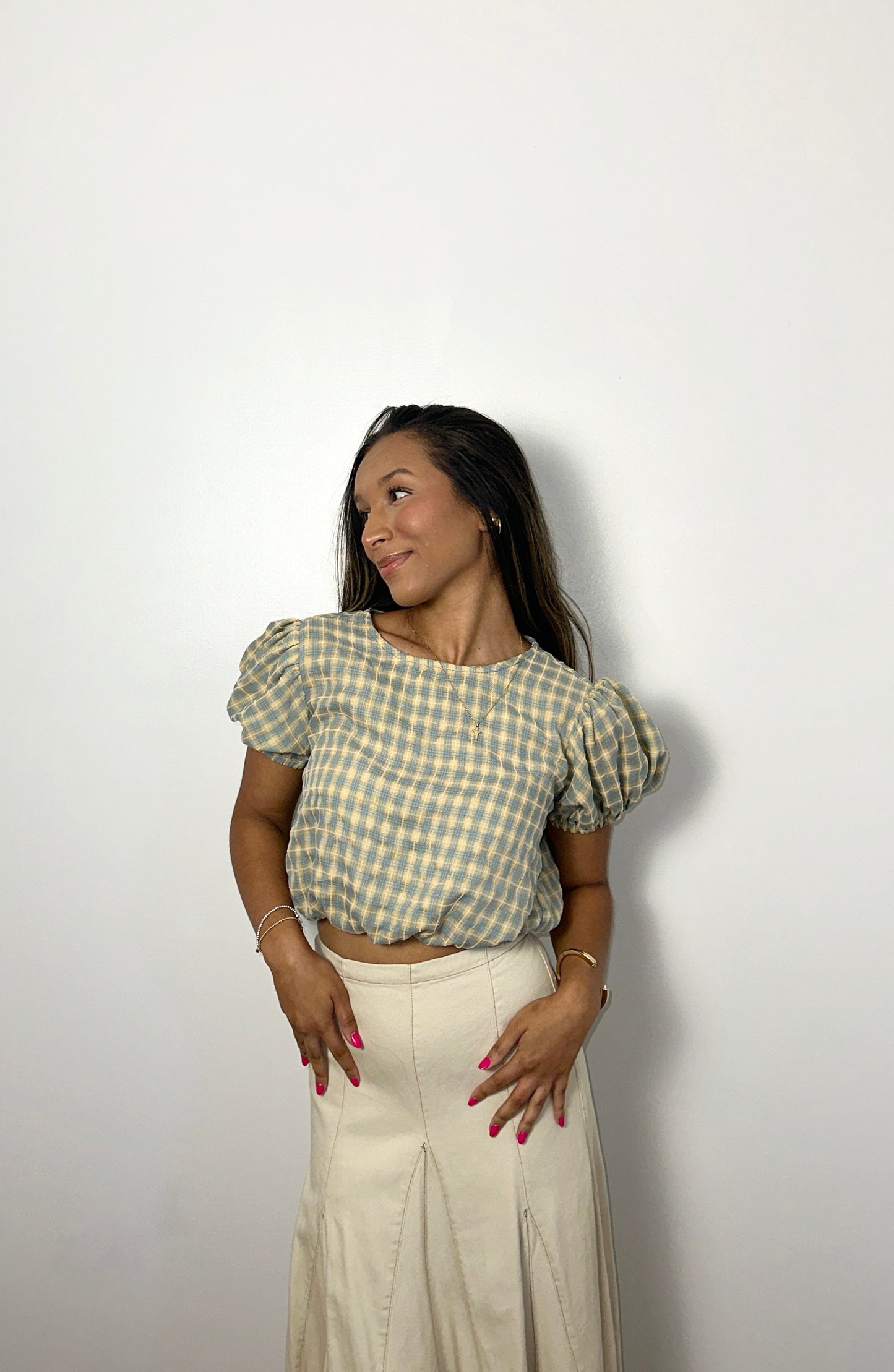 Lila Gingham Top
