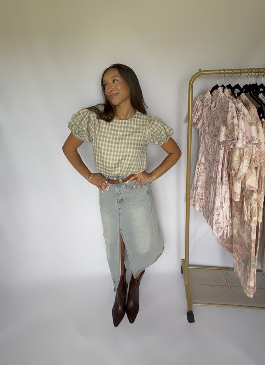 Lila Gingham Top