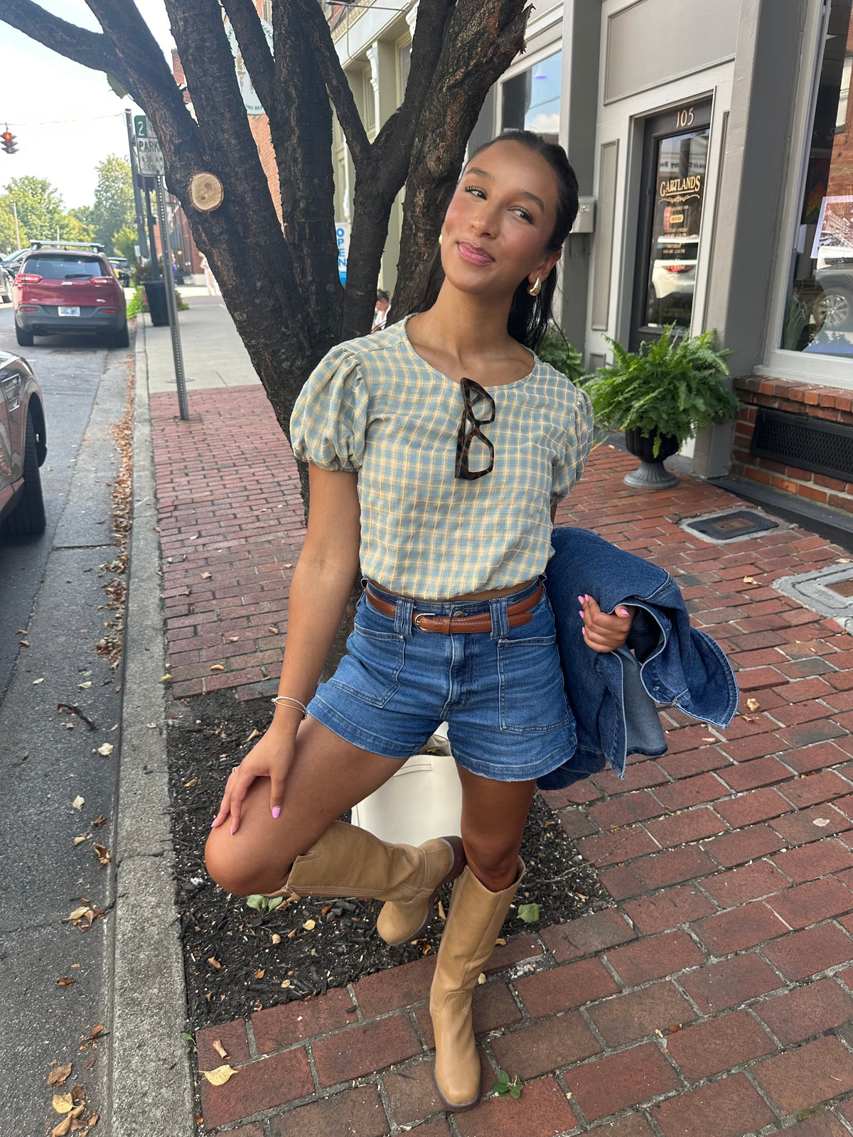 Lila Gingham Top