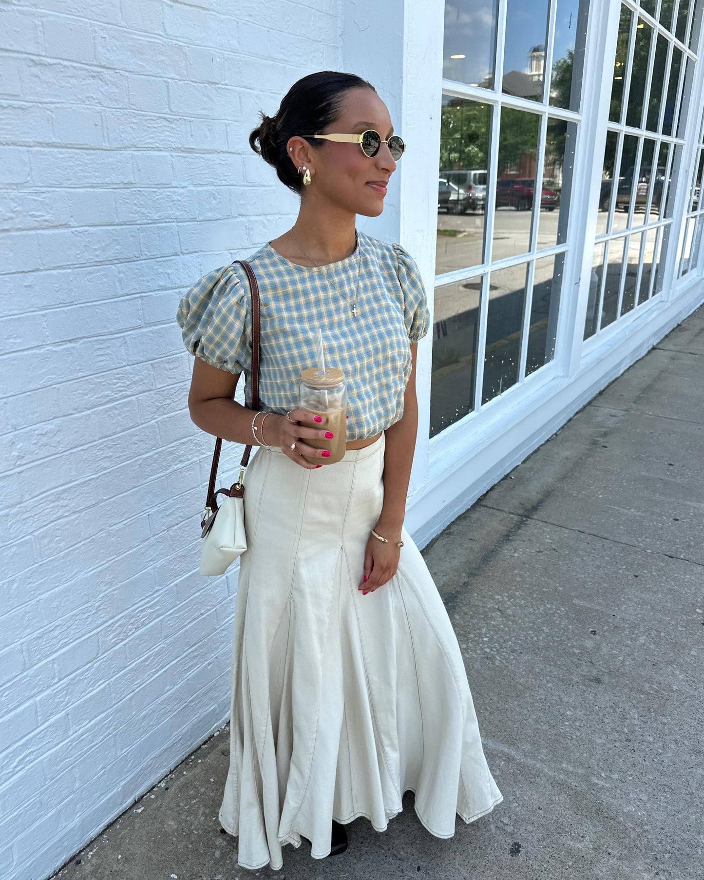 Lila Gingham Top